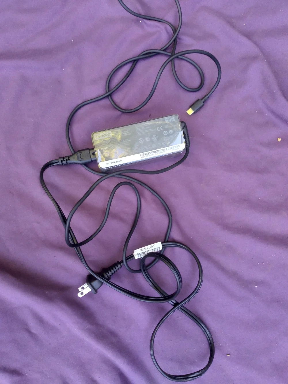 Lenovo Black AC Adapter with Yellow Tip Connector